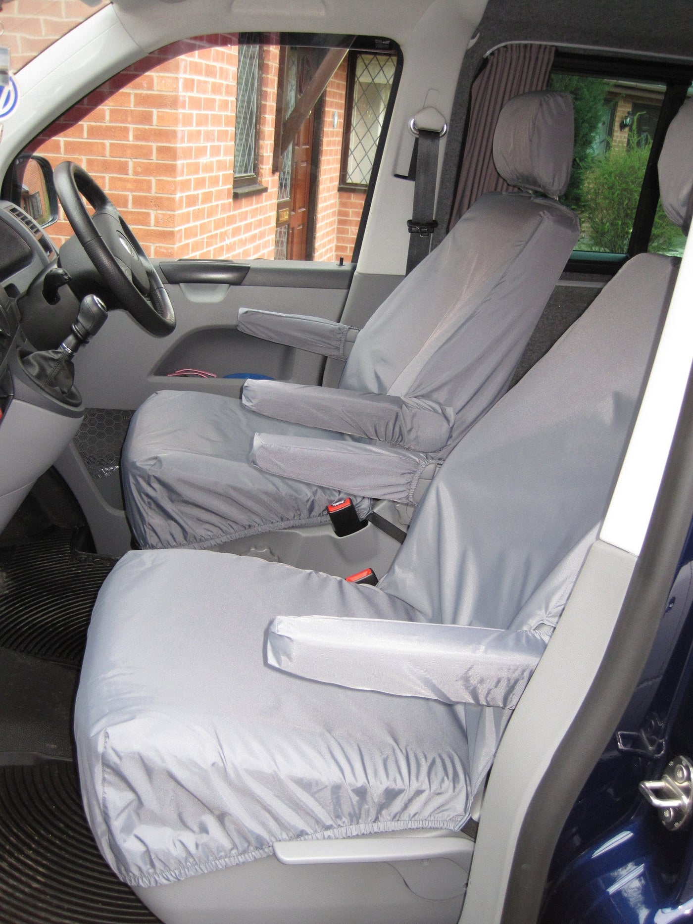 VW Volkswagen Transporter T5 2003-2009 Front Seat Covers Grey / Driver's Seat &amp; Single Passenger / With Armrests Scutes Ltd