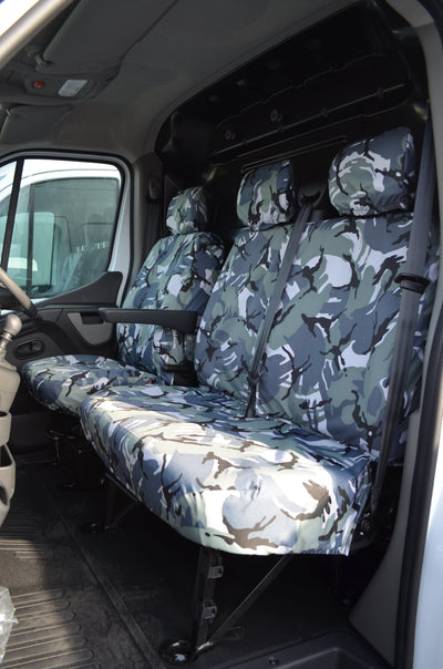 Renault Master Van 2010 Onwards Tailored Front Seat Covers Urban Camo / Non-Folding Fixed Seat &amp; Base Scutes Ltd