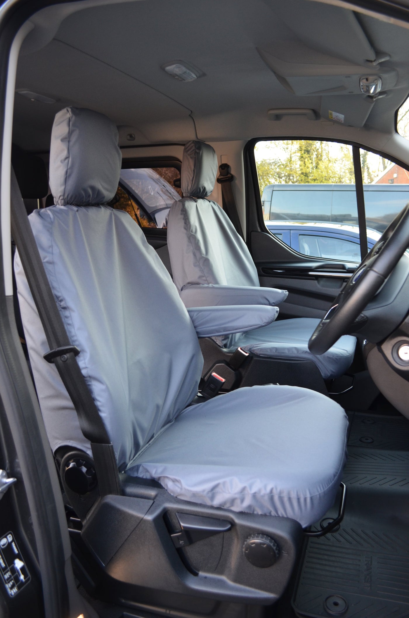 Ford Transit Van 2014 Onwards Tailored Front Seat Covers Grey / Driver's Seat and Single Passenger Scutes Ltd