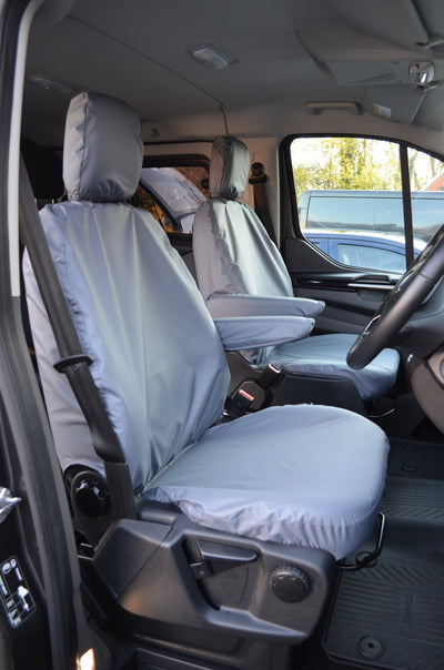 Ford Transit Custom 2013 Onwards Tailored Front Seat Covers Grey / Driver's &amp; Single Passenger Scutes Ltd