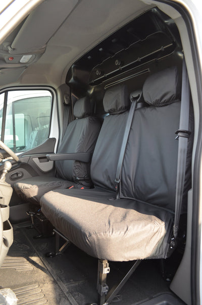 Nissan NV400 Van 2011 Onwards Tailored Front Seat Covers Black / Non-Folding Fixed Seat &amp; Base Scutes Ltd