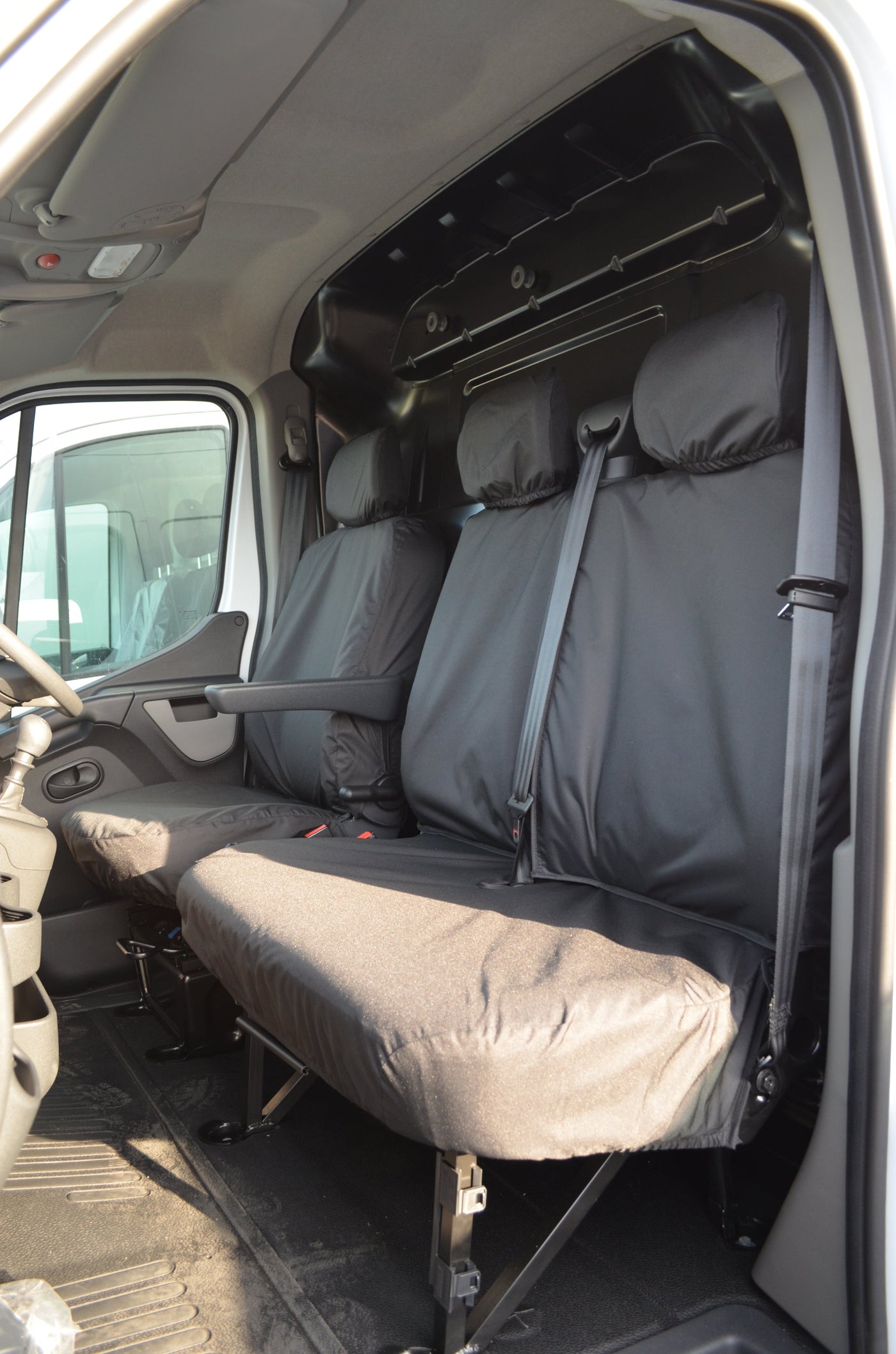 Vauxhall Movano Van 2010 Onwards Tailored Front Seat Covers Black / Non-Folding Fixed Seat &amp; Base Scutes Ltd