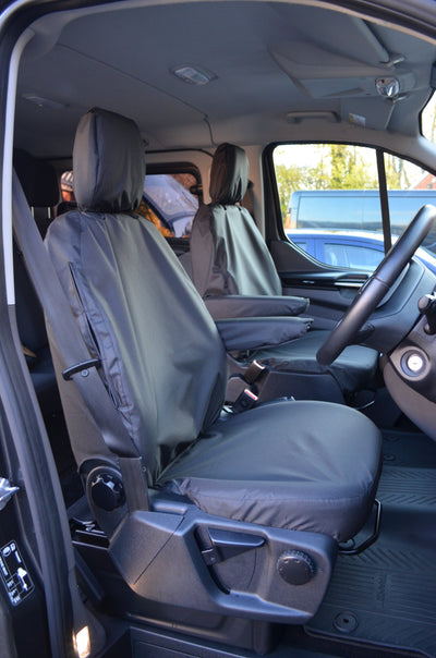 Ford Transit Custom 2013 Onwards Tailored Front Seat Covers Black / Driver's &amp; Single Passenger Scutes Ltd