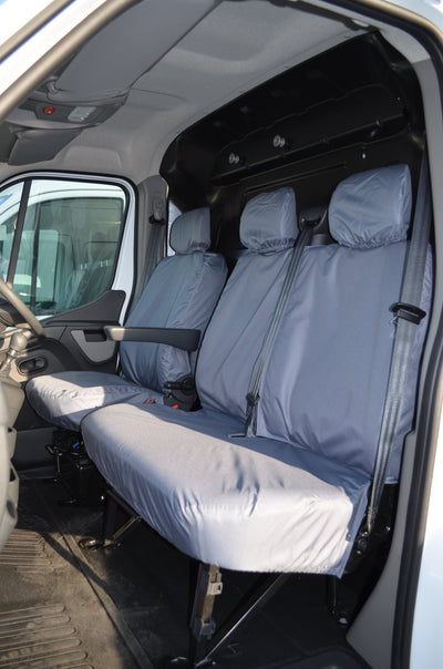 Renault Master Van 2010 Onwards Tailored Front Seat Covers Grey / Non-Folding Fixed Seat &amp; Base Scutes Ltd
