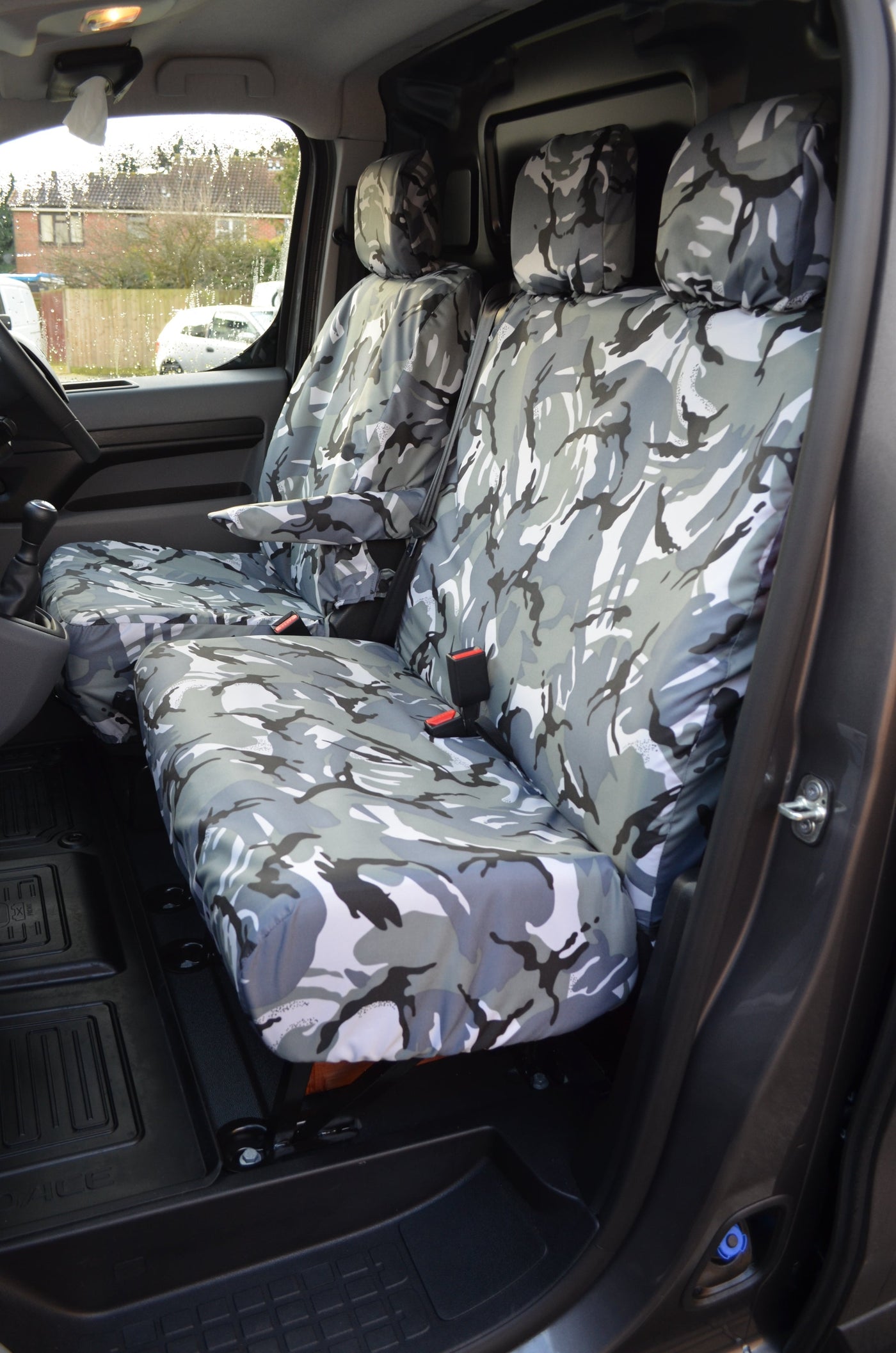 Citroen Dispatch 2016 Onwards Seat Covers Grey Camouflage / X Model (Without Worktray) Scutes Ltd