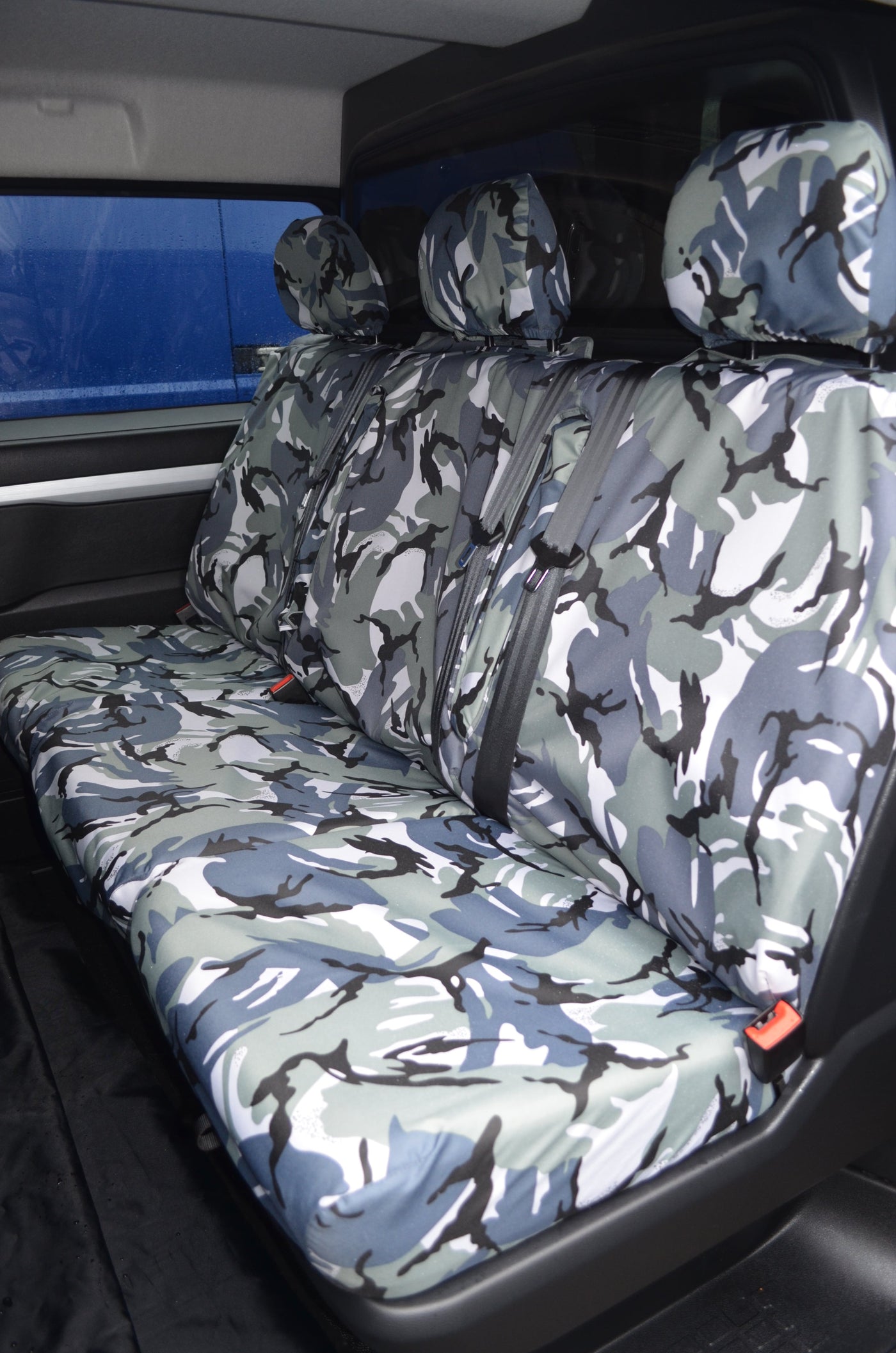 Vauxhall Vivaro 2019+ Crew Cab Rear Tailored Seat Cover Grey Camouflage Scutes Ltd