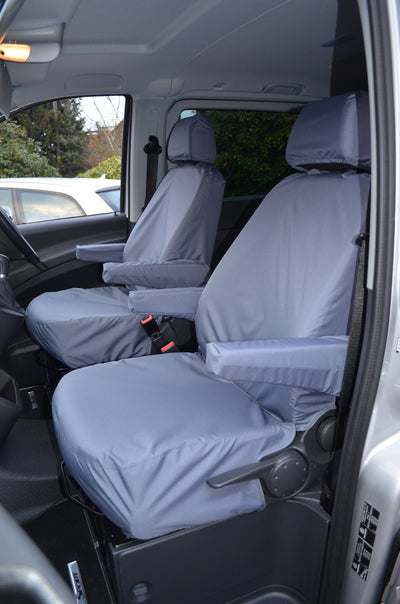 Mercedes-Benz Vito 2003-15 Tailored Front Seat Covers Front Pair With Armrests / Grey Scutes Ltd
