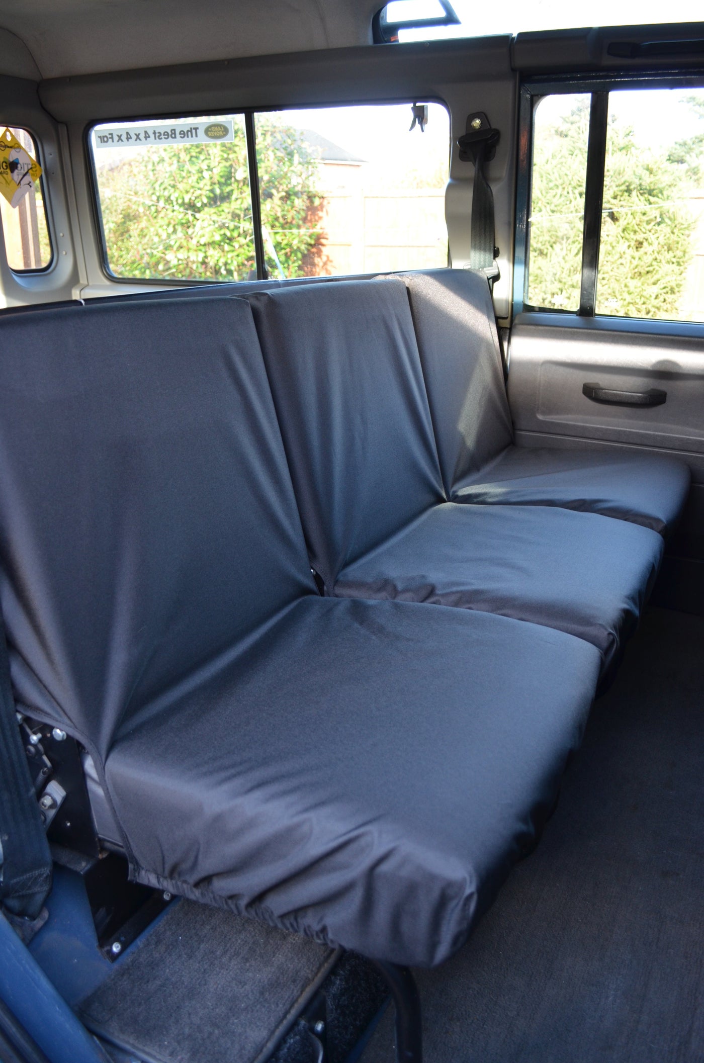 Land Rover Defender 1983 - 2007 Rear Seat Covers 2nd Row 3 Singles / Black Scutes Ltd