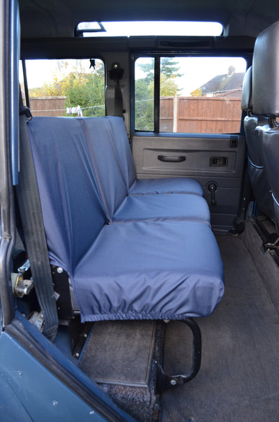 Land Rover Defender 1983 - 2007 Rear Seat Covers 2nd Row 3 Singles / Navy Blue Scutes Ltd