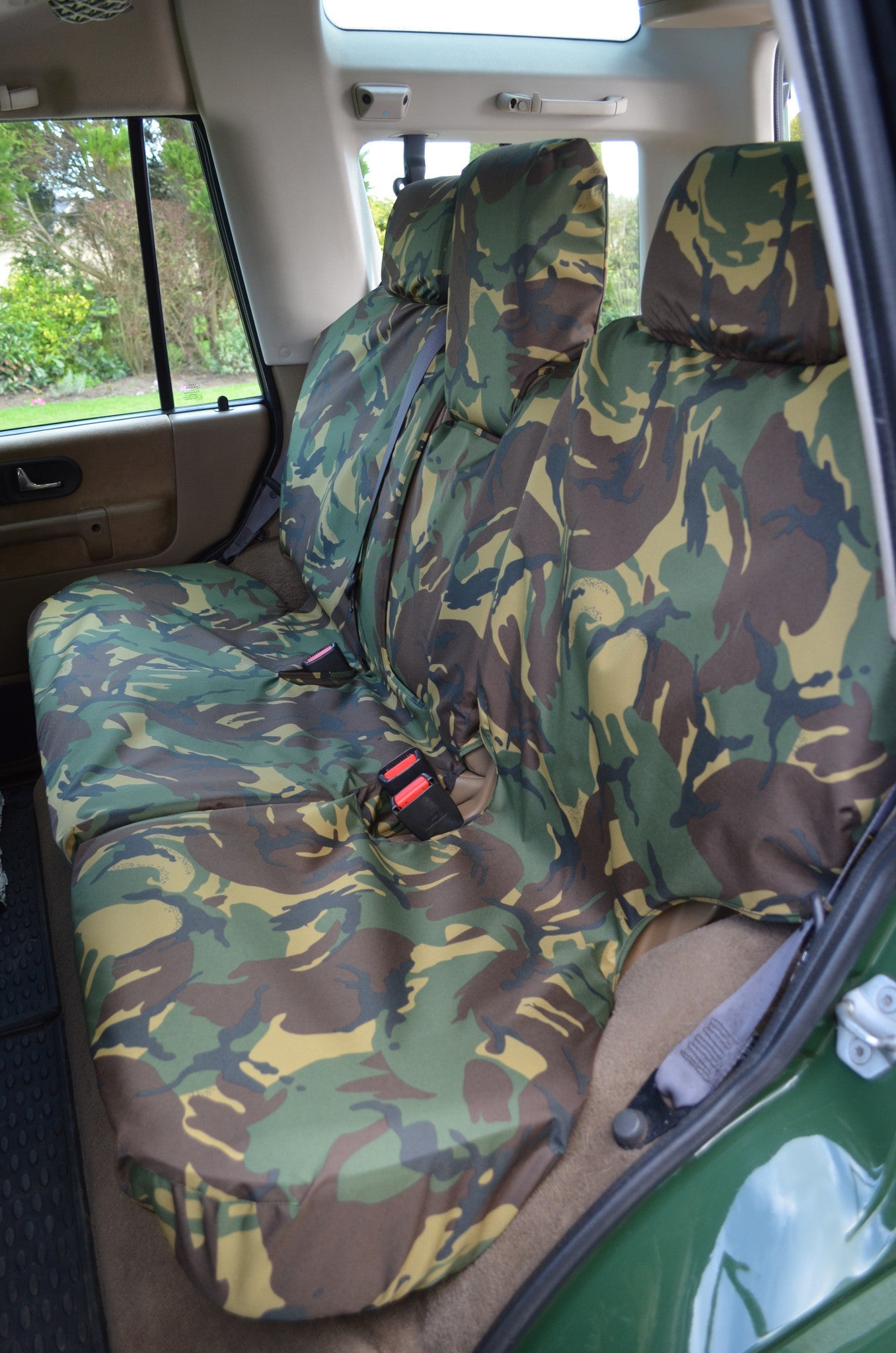 Land Rover Discovery 1998 - 2004 Series 2 Seat Covers Rear 2nd Row / Green Camo Scutes Ltd