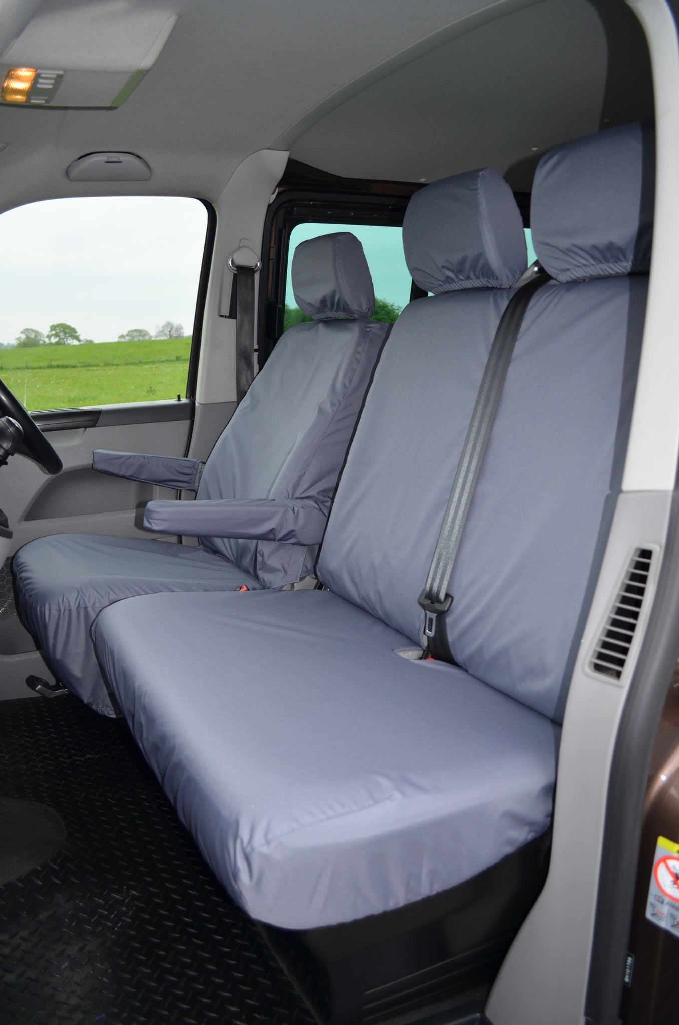 VW Volkswagen Transporter T5 2010 - 2015 Front Seat Covers Grey / Driver's &amp; Double Passenger / With Armrests Scutes Ltd