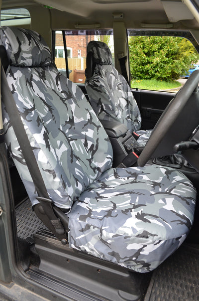 Land Rover Discovery 1998 - 2004 Series 2 Seat Covers Front Pair / Grey Camo Scutes Ltd