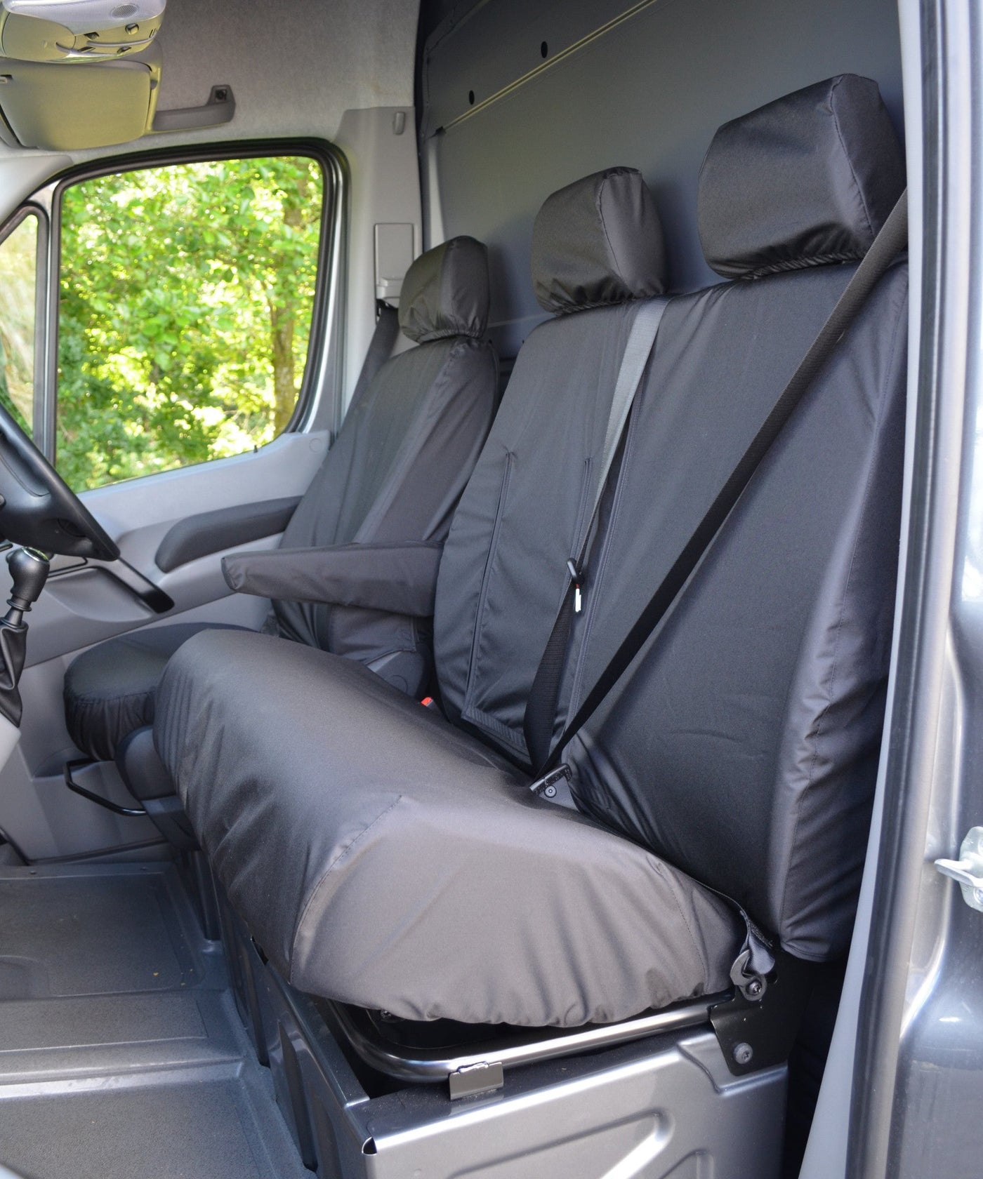VW Crafter 2010 - 2017 Van Tailored &amp; Waterproof Seat Covers Black / Fronts Scutes Ltd