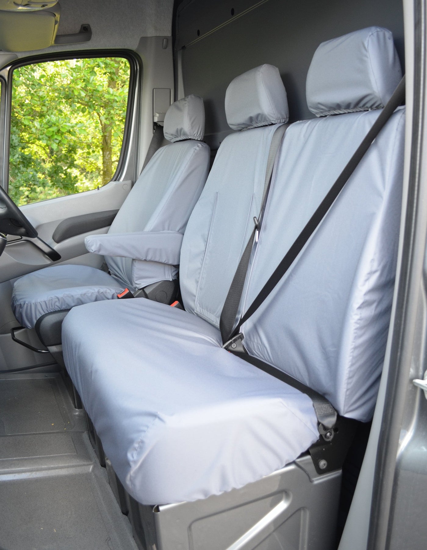 VW Crafter 2010 - 2017 Van Tailored &amp; Waterproof Seat Covers Grey / Fronts Scutes Ltd