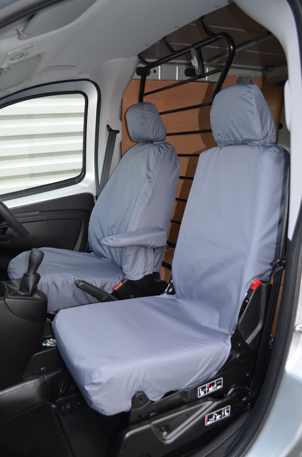 Peugeot Bipper Van 2008 Onwards Front Pair of Seat Covers Driver's Seat and Folding Passenger Seat / Grey Scutes Ltd