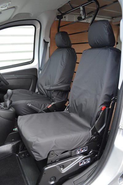 Citroen Nemo Van 2008 Onwards Front Pair of Seat Covers Driver's Seat and Folding Passenger Seat / Black Scutes Ltd