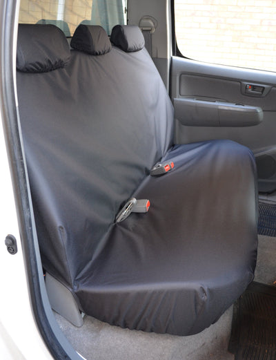 Toyota Hilux 2005 - 2016 Seat Covers Front &amp; Double Cab Rear / Black Scutes Ltd