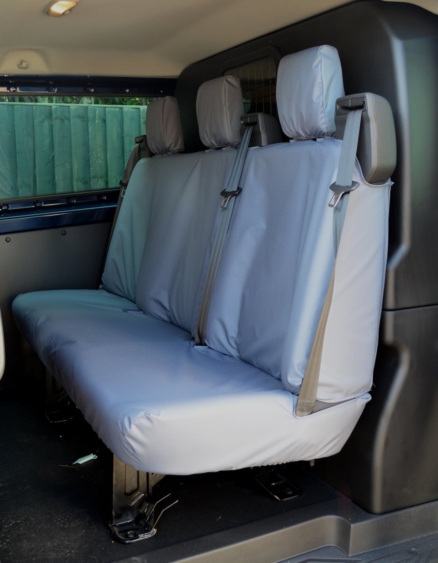 Ford Transit Custom 2013+ Tailored &amp; Waterproof Rear 3-Seater Bench Seat Cover Grey Scutes Ltd