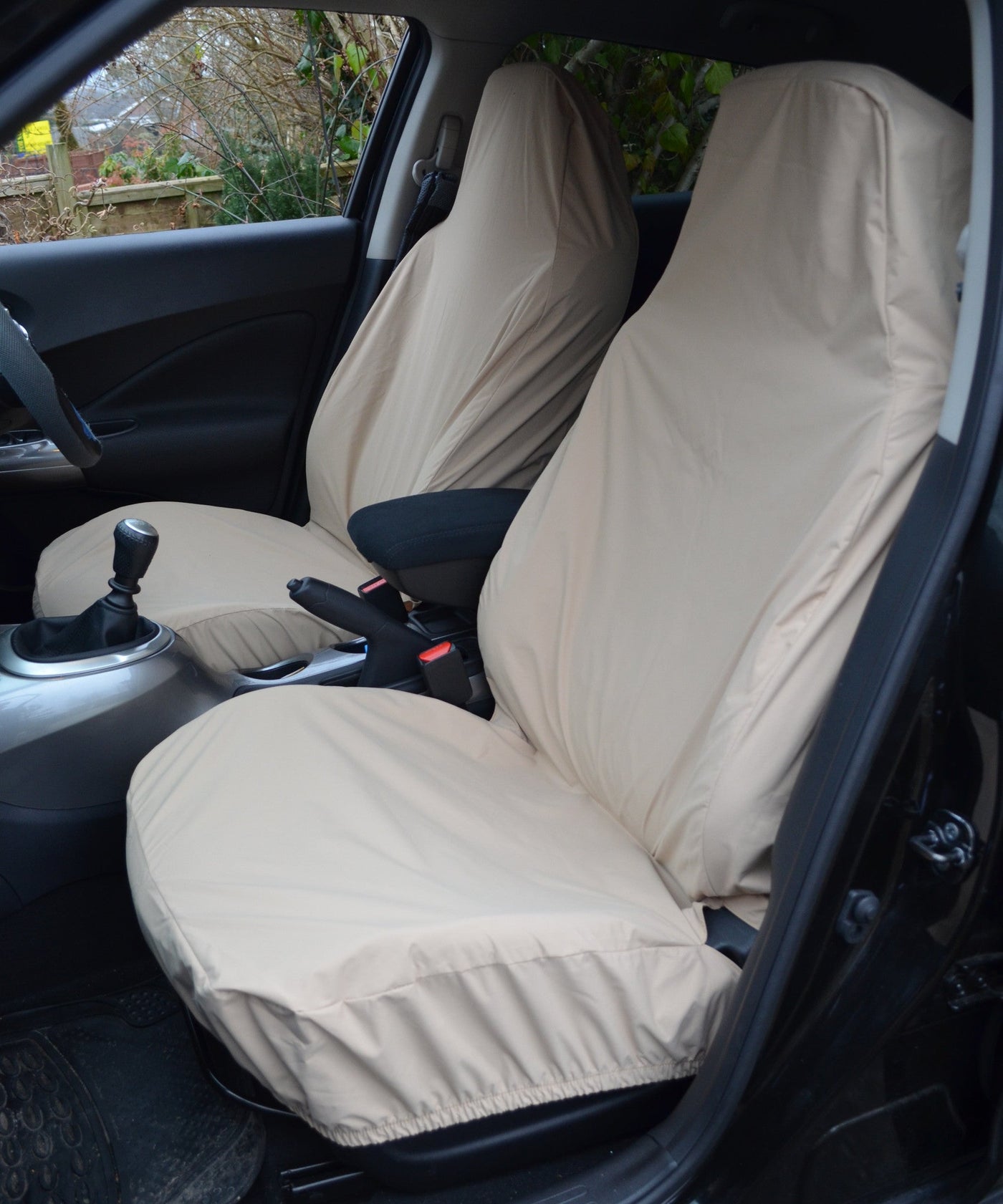 Front Pair of Airbag Compatible Car &amp; Van Seat Covers Beige Scutes Ltd