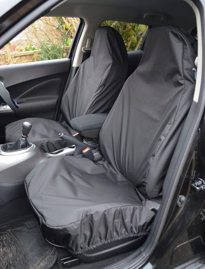 Front Pair of Airbag Compatible Car &amp; Van Seat Covers Black Scutes Ltd