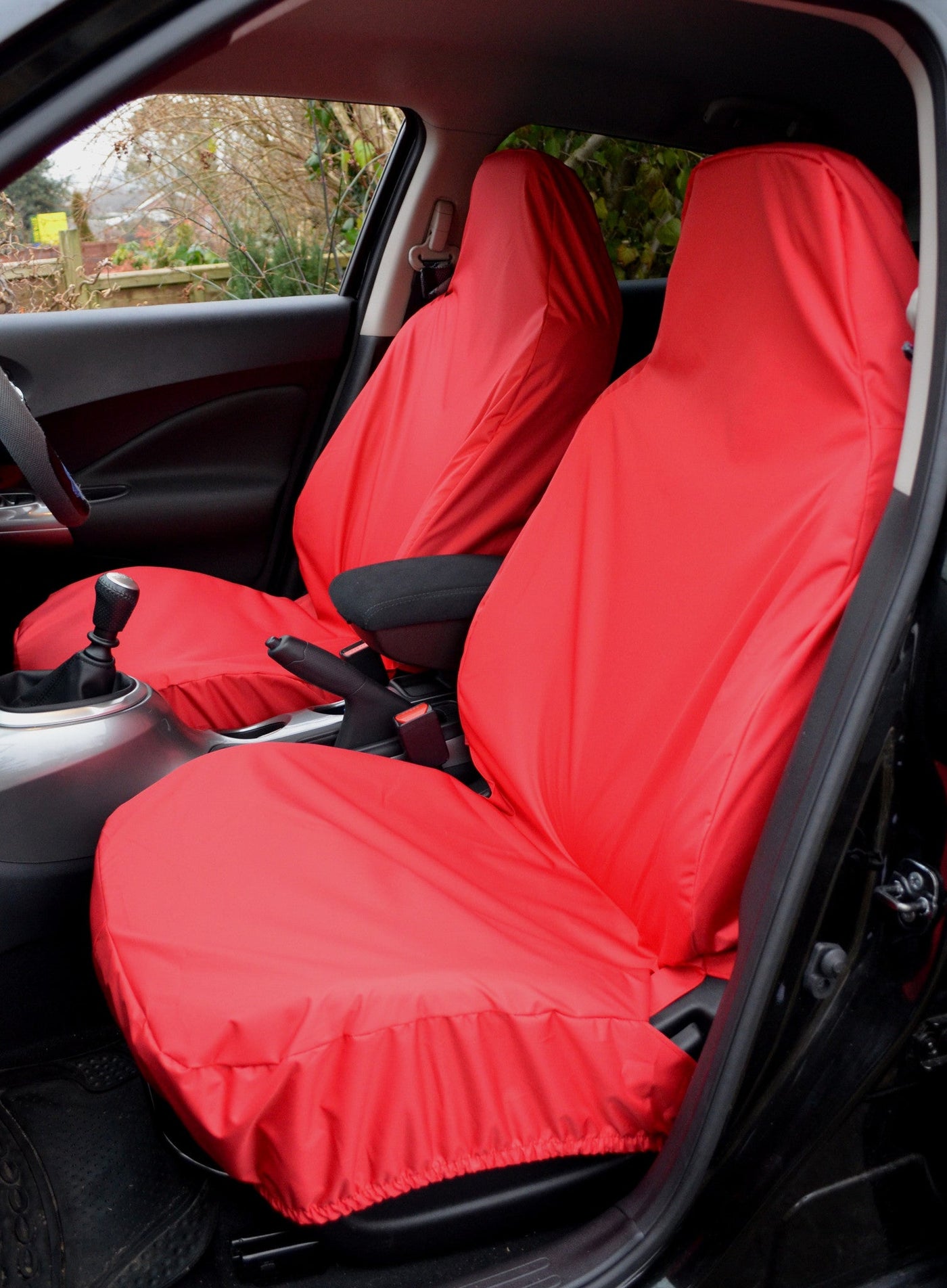 Front Pair of Airbag Compatible Car &amp; Van Seat Covers Red Scutes Ltd