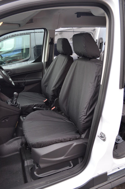 Ford Transit Connect 2018+ Tailored Seat Covers Front Pair (With Armrests) / Black Scutes Ltd
