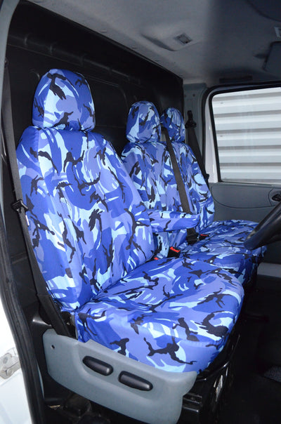 Ford Transit Van 2000 - 2013 Tailored Front Seat Covers Blue Camo Scutes Ltd