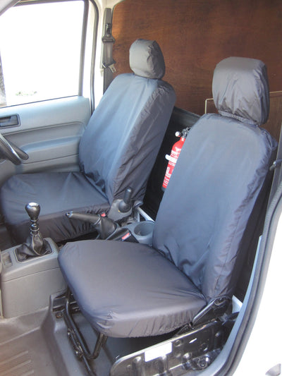 Ford Transit Connect 2002 - 2014 Front Seat Covers Without Driver's Seat Armrest / Black Scutes Ltd