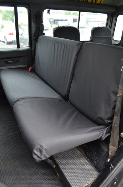 Land Rover Defender 1983 - 2007 Rear Seat Covers 2nd Row Single &amp; Double / Black Scutes Ltd