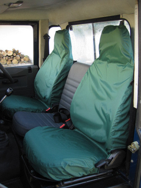 Land Rover Defender 1983 - 2007 Front Seat Covers Front Pair / Green Scutes Ltd