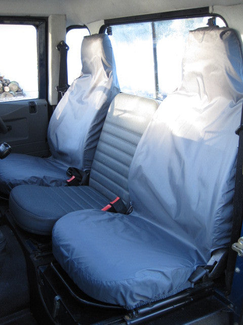 Land Rover Defender 1983 - 2007 Front Seat Covers Front Pair / Grey Scutes Ltd