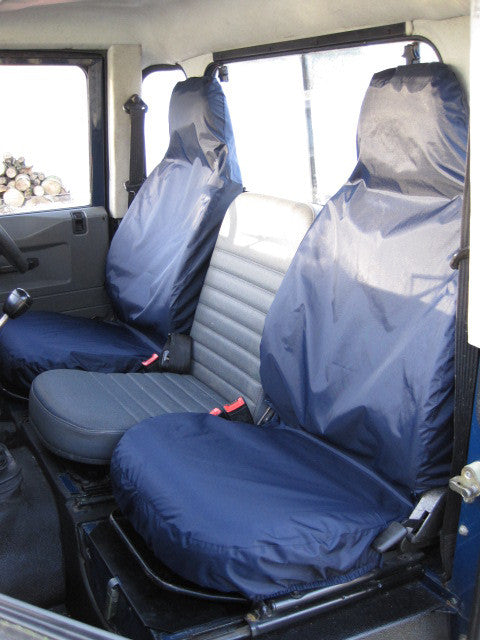 Land Rover Defender 1983 - 2007 Front Seat Covers Front Pair / Navy Blue Scutes Ltd