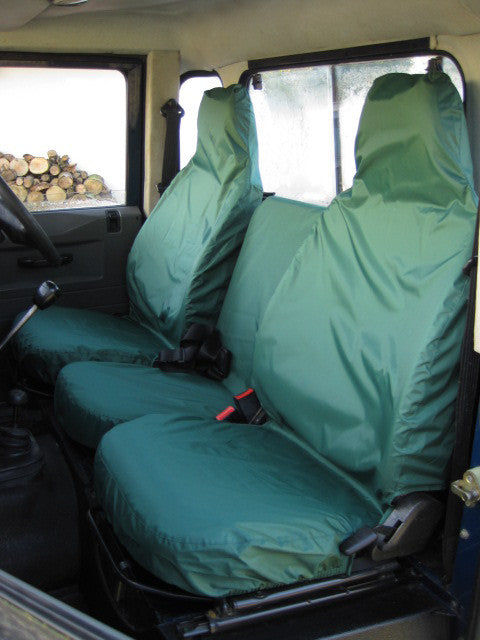 Land Rover Defender 1983 - 2007 Front Seat Covers 3 Front Seats / Green Scutes Ltd