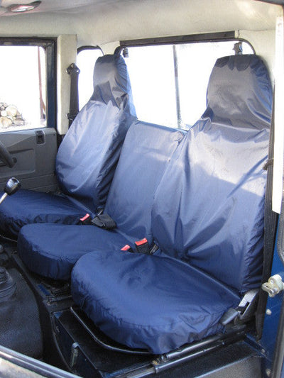 Land Rover Defender 1983 - 2007 Front Seat Covers 3 Front Seats / Navy Blue Scutes Ltd