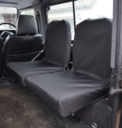 Land Rover Defender 1983 - 2007 Rear Seat Covers Set of 2 Dicky Seats / Black Scutes Ltd