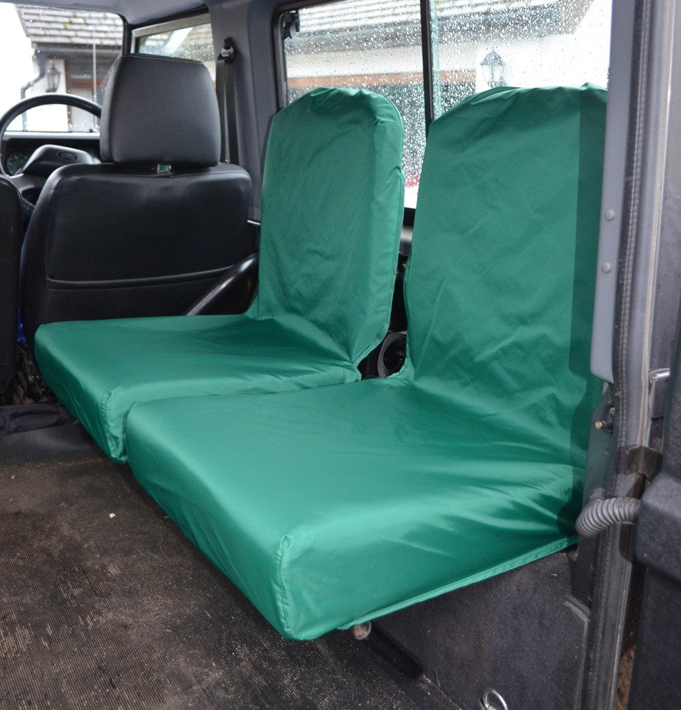 Land Rover Defender 1983 - 2007 Rear Seat Covers Set of 2 Dicky Seats / Green Scutes Ltd