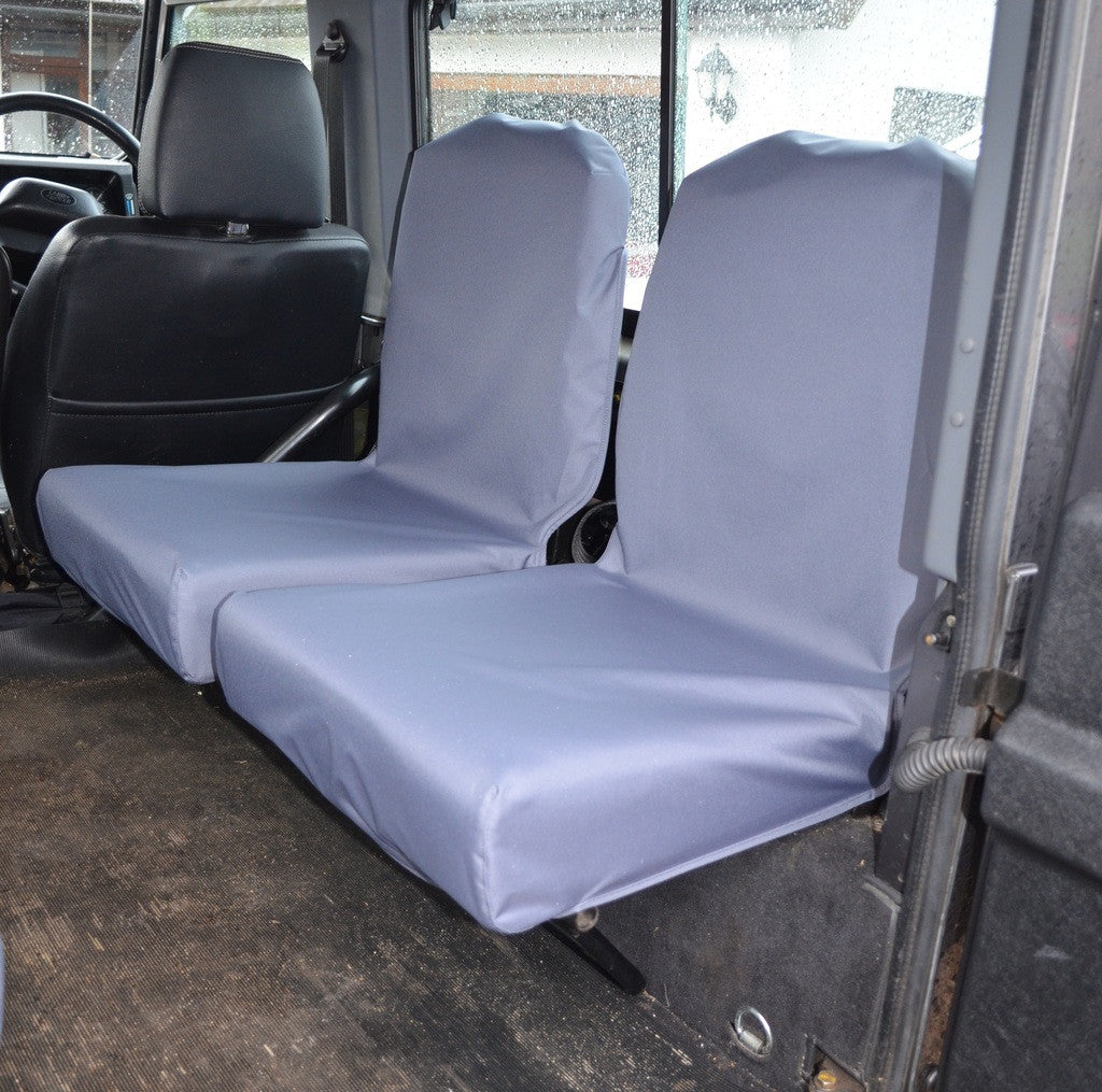 Land Rover Defender 1983 - 2007 Rear Seat Covers Set of 2 Dicky Seats / Grey Scutes Ltd