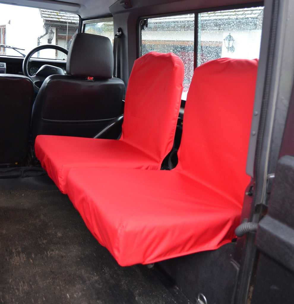 Land Rover Defender 1983 - 2007 Rear Seat Covers Set of 2 Dicky Seats / Red Scutes Ltd