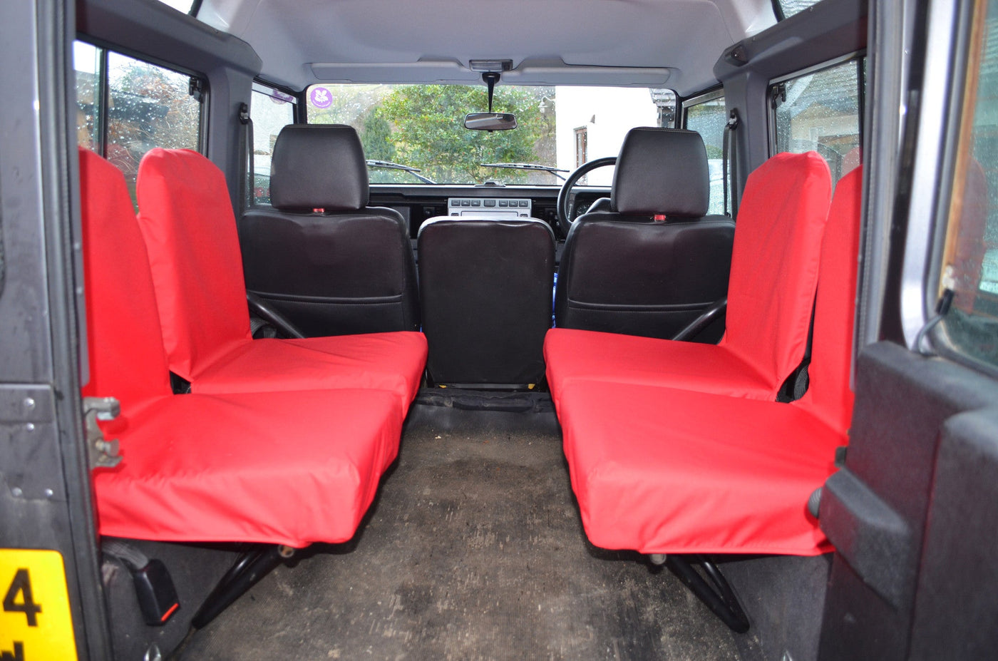 Land Rover Defender 1983 - 2007 Rear Seat Covers Set of 4 Dicky Seats / Red Scutes Ltd