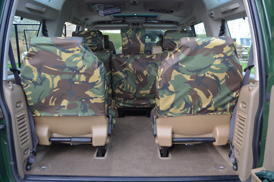 Land Rover Discovery 1998 - 2004 Series 2 Seat Covers Dicky Seats / Green Camo Scutes Ltd