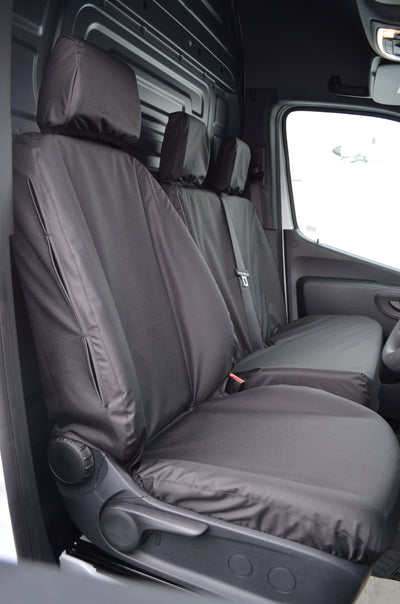 Mercedes Sprinter 2018+ Van Tailored &amp; Waterproof Seat Covers Black / Front Scutes Ltd