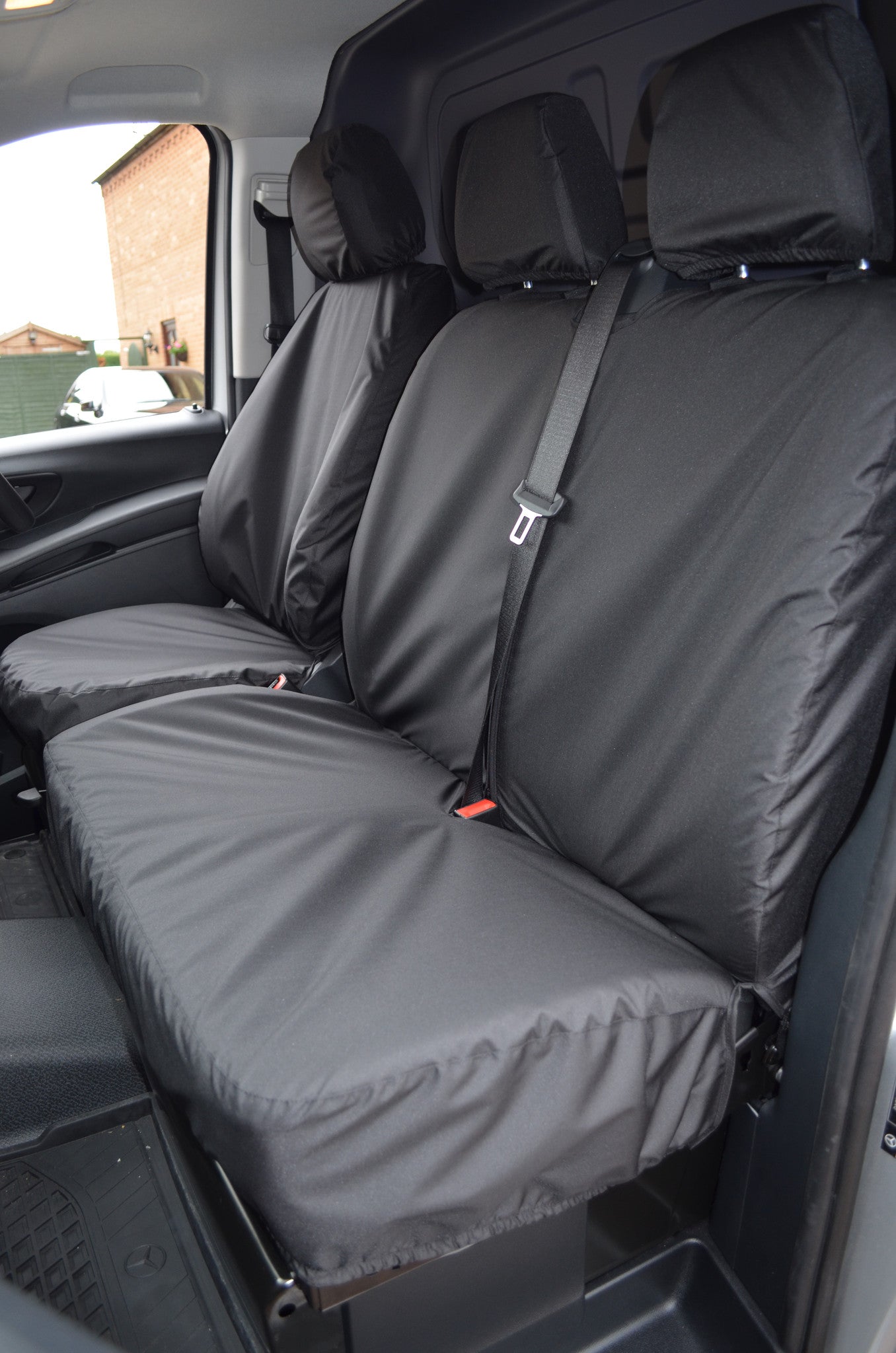 Mercedes-Benz Vito 2015 Onwards Tailored Front Seat Covers Driver's Seat &amp; Double Passenger / Black Scutes Ltd