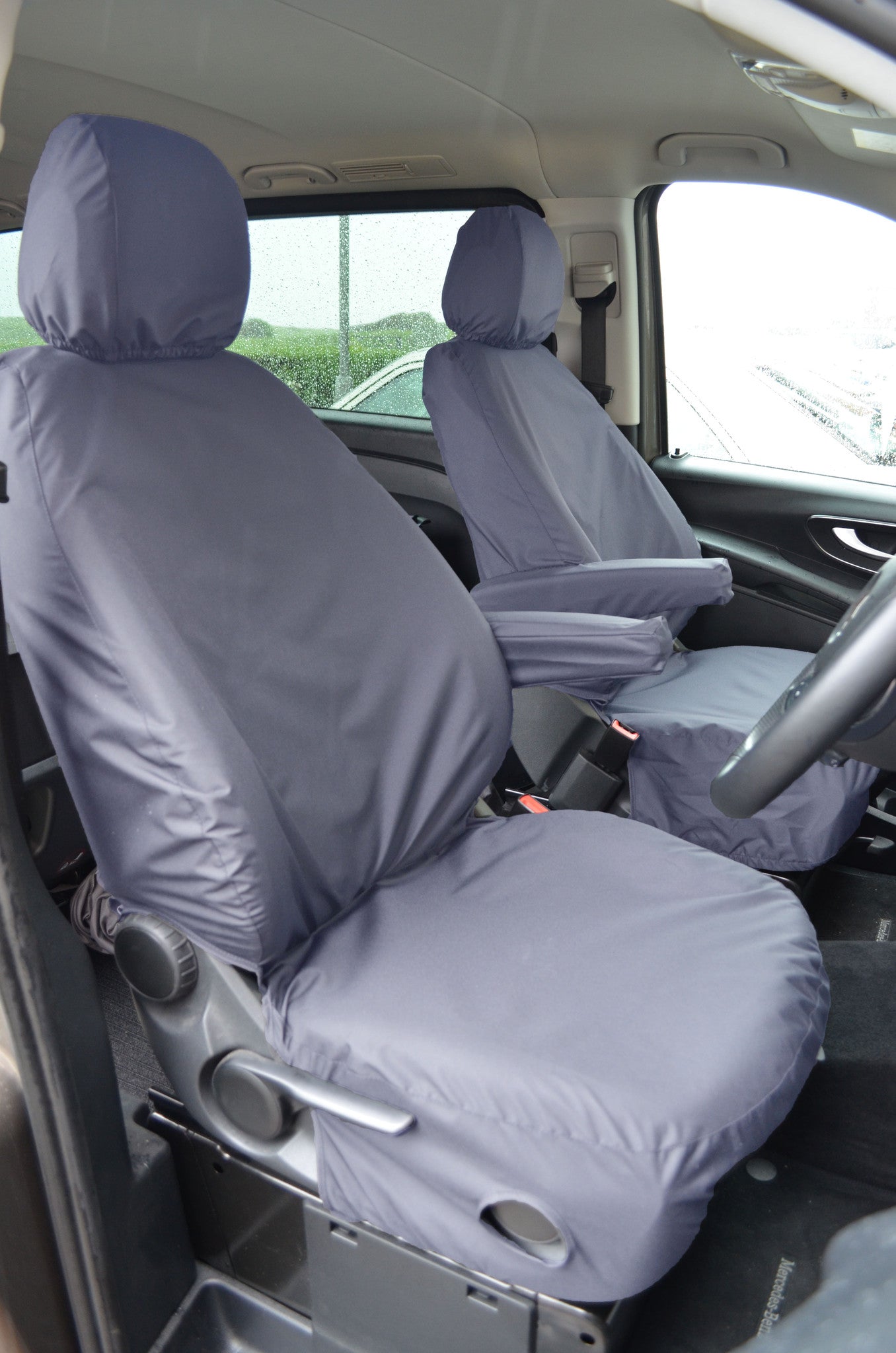 Mercedes-Benz Vito 2015 Onwards Tailored Front Seat Covers Driver's Seat &amp; Single Passenger / Grey Scutes Ltd