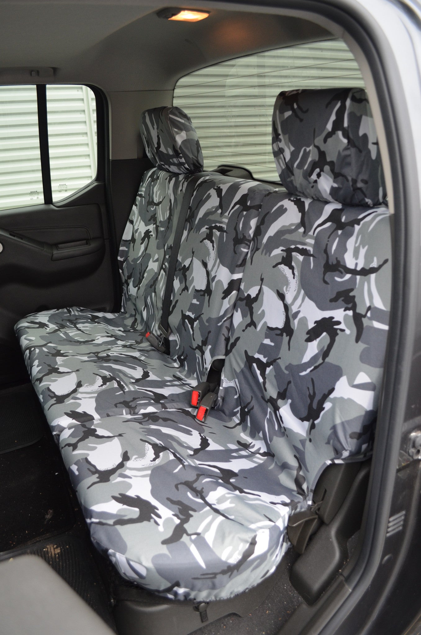 Nissan Navara Double Cab (2005 to 2016) Tailored Seat Covers Rear Seats / Urban Camouflage Scutes Ltd