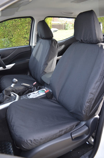 Nissan Navara NP300 Double Cab (2016 Onwards) Tailored Seat Covers Front Seats / Black Scutes Ltd