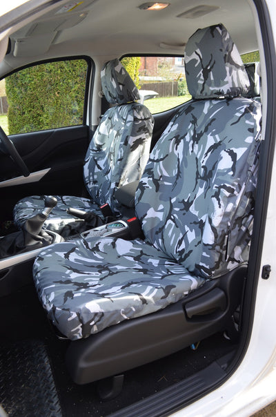 Nissan Navara NP300 Double Cab (2016 Onwards) Tailored Seat Covers Front Seats / Urban Camouflage Scutes Ltd