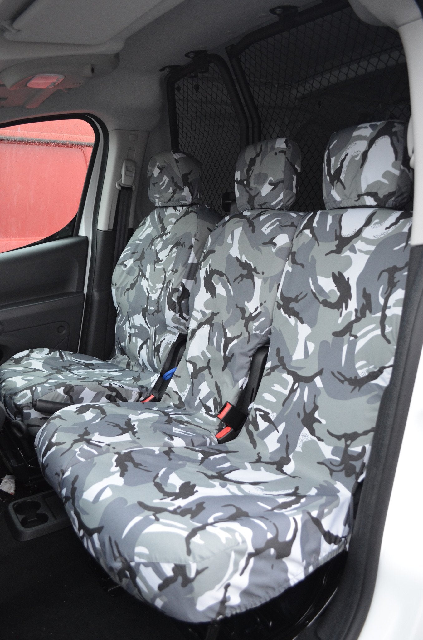 Citroen Berlingo Van 2018+ 3-Seater Front Seat Covers Grey Camouflage Scutes Ltd