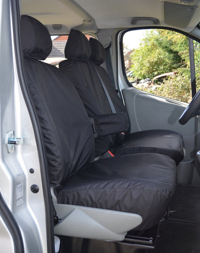 Nissan Primastar Minibus 2006 - 2014 Seat Covers Black / Front 3 Seats (Driver's With Armrest) Scutes Ltd