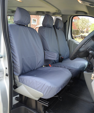 Nissan Primastar Minibus 2006 - 2014 Seat Covers Grey / Front 3 Seats (Driver's With Armrest) Scutes Ltd