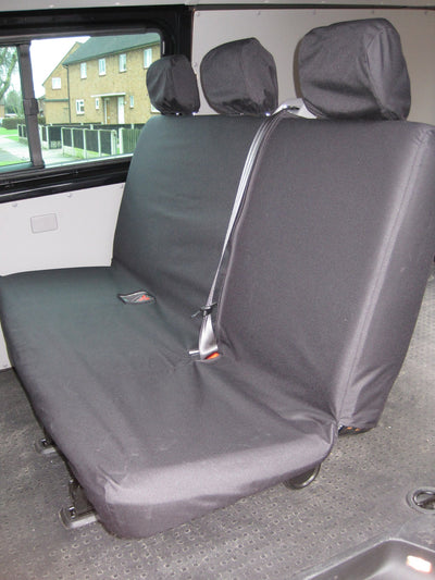VW Volkswagen Transporter T5 Kombi 2010 - 2015 Rear Seat Covers One-Piece Triple Bench / Black Scutes Ltd